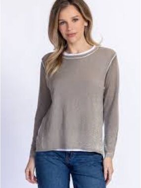 $78 NATI DOUBLE LAYER LONG SLEEVE Cozy Comfort Sweater Women’s Medium